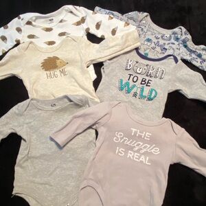 Multiples Baby Bodysuit Set - Gray, Cream, Blue
